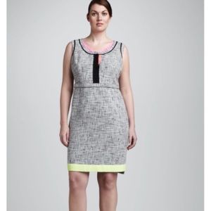 Tahari Woman Neon Tweed Dress